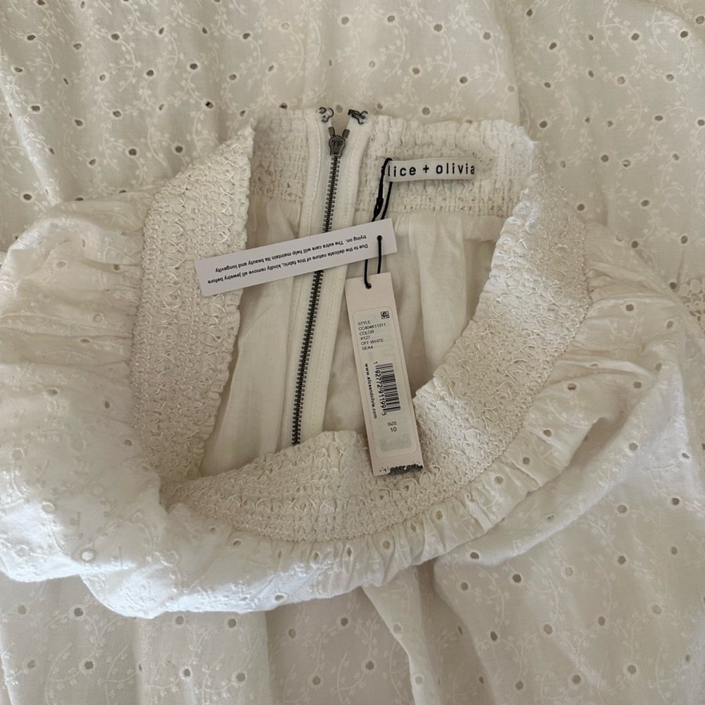 NWT ALICE + OLIVIA REISE PANELLED MAXI SKIRT OFF WHITE SZ 10 - Picture 11 of 11